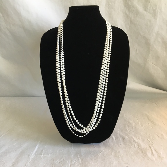 Vintage White Bead Multi Strand Necklace - Picture 5 of 6